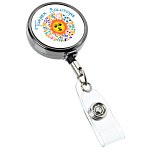 Metal Retractable Badge Holder - Slip Clip - Round - Gunmetal
