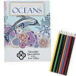 Stress Relieving Adult Coloring Book & Pencils - Oceans