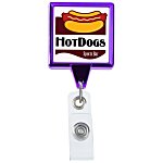 Retractable Badge Holder - Square - Chrome Finish - Label