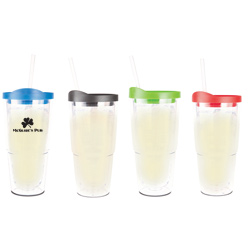 Clear Slide Tumbler with Straw - 32 oz.