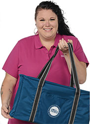 Amanda holding the Front Pocket Utility Tote