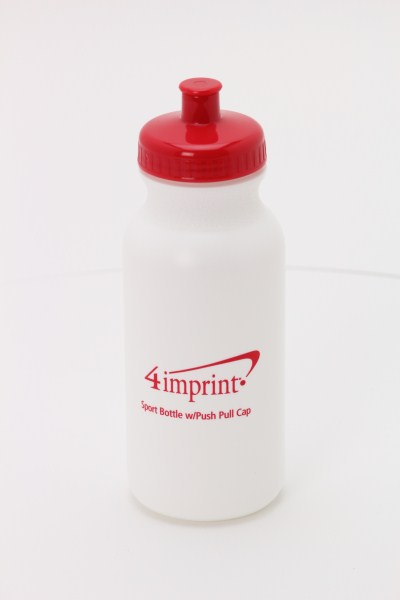 Sport Bottle with Push Pull Lid - 20 oz. - White 360 View