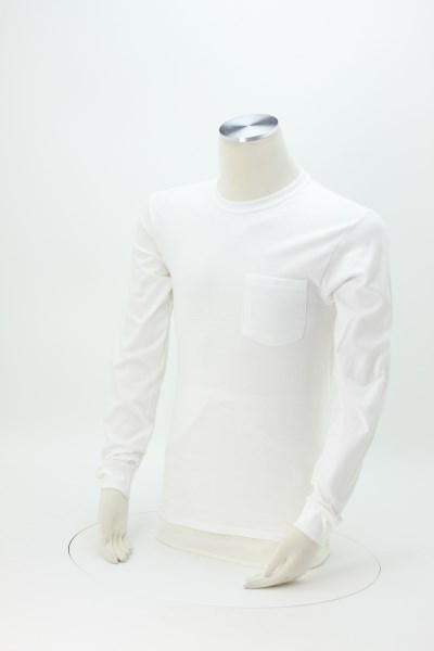 Hanes Authentic LS Pocket T-Shirt - Screen - White 360 View