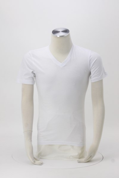 Bella+Canvas V-Neck T-Shirt - Men's - White - Embroidered 360 View