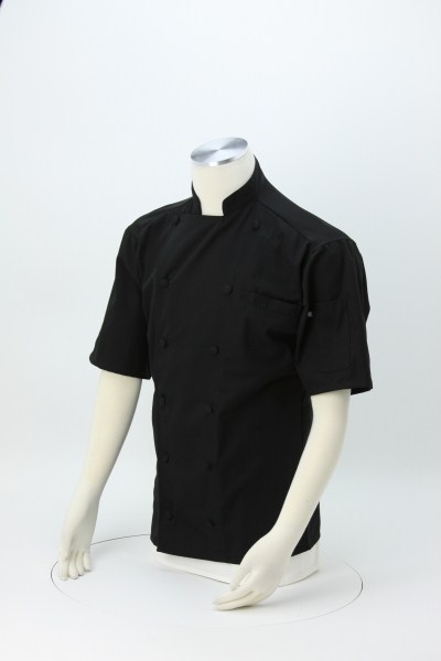 Twelve Cloth Button Short Sleeve Chef Coat with Mesh Back 360 View