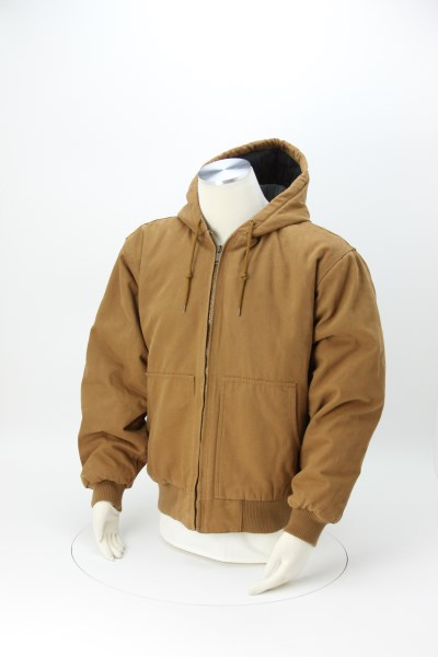 Washed Cotton Duck Insulated Hooded Jacket 360 View