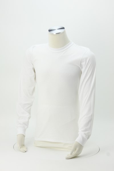Soft Spun Cotton Long Sleeve T-Shirt - White 360 View