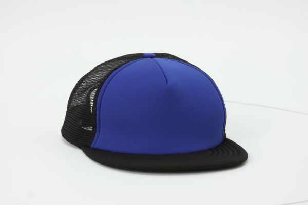 Mesh Snapback Flat Bill Trucker Cap - Black/Red, Adjustable, High Profile - View #6