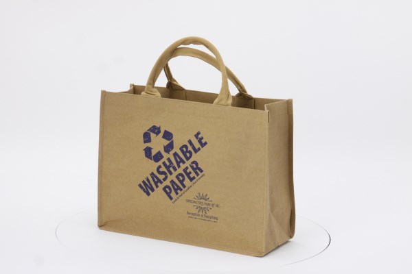 Washable Kraft Paper Fabric Tote - 12" x 16" 360 View
