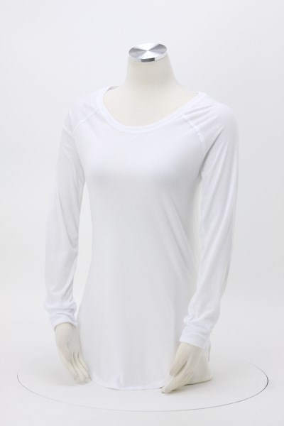 Optimal Tri-Blend Long Sleeve T-Shirt - Ladies' - White - Screen 360 View