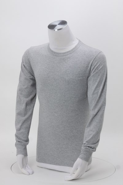 Hanes Workwear Pocket Long Sleeve T-Shirt 360 View