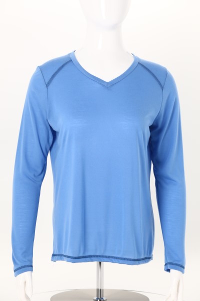 Augusta Super Soft-Spun Poly V-Neck Long Sleeve T-Shirt - Ladies' 360 View