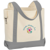 View Image 1 of 2 of Two-Tone Accent Gusseted Tote Bag - Embroidered