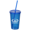 View Image 1 of 2 of Economy Double Wall Tumbler with Straw - 16 oz.