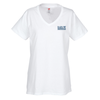 View Image 1 of 2 of Hanes ComfortSoft V-Neck Tee - Ladies' - Screen - White