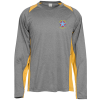 View Image 1 of 3 of Heather Challenger Colorblock Long Sleeve Tee - Embroidered