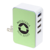 View Image 1 of 3 of 4 Port USB Folding Wall Charger - Metallic