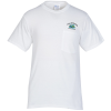 View Image 1 of 2 of Soft Spun Cotton Pocket T-Shirt - White - Embroidered