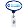 View Image 1 of 5 of Retractable Badge Holder - Oval - Chrome Finish - Label