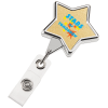 View Image 1 of 2 of Retractable Badge Holder - Star - Chrome Finish - Label
