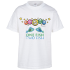 View Image 1 of 3 of Super Kid T-Shirt - Youth - Full Color - White - Smiley Faces