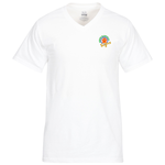 Fruit of the Loom HD V-Neck T-Shirt - Men's - Embroidered - White