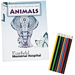 Stress Relieving Adult Coloring Book & Pencils - Animals
