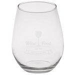 Stemless White Wine Glass - 12 oz. - Deep Etch