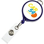 Retractable Badge Holder with Lanyard Attachment - Round - Opaque - Label