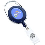 Domed Oval Metal Retractable Badge Holder with Carabiner