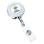 Domed Metal Retractable Badge Holder with Slip Clip