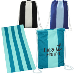 Microfiber Beach Towel with Drawstring Pouch - 60" x 28"  Main Image