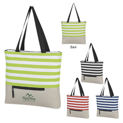 Broad Stripe Zippered Tote