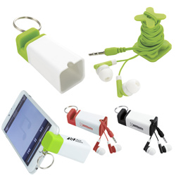 Ear Buds with Phone Stand Amplifier Keychain