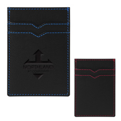 Leather Phone Pocket Wallet with Contrast -Debossed
