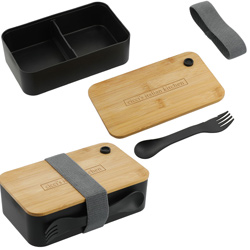 PLA Bento Box with FSC Bamboo Lid - Black  Main Image