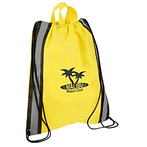 Yellow branded reflective drawstring with stripes
