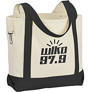 Two-Tone Accent Gusseted Tote Bag - 24 hr