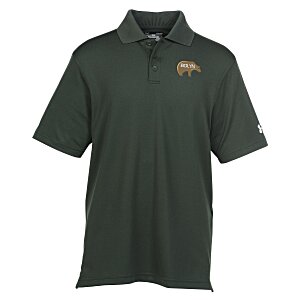 Branded short-sleeved green men's polo shirt