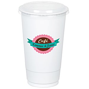 white plastic cups with lids and straws