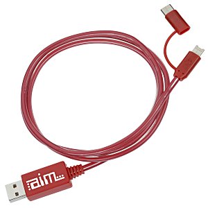 Red Branded Shine Light-Up Duo Charging Cable 