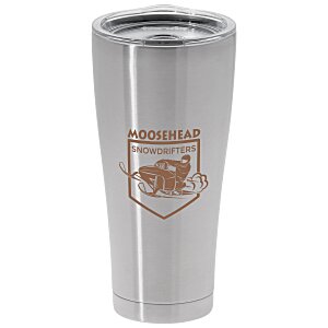 Stainless steel branded tumbler with clear lid