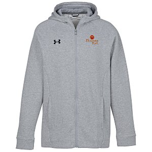 Gray branded zip-up fleece hoodie for men