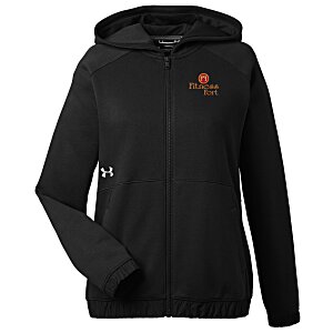 Black branded zip-up fleece hoodie for women