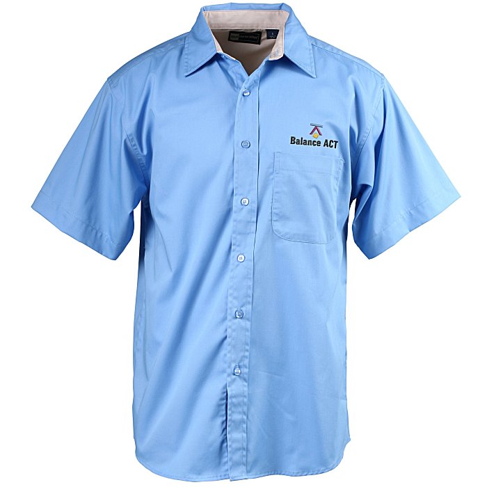 4imprint.com: Peached Fine Line Short Sleeve Twill Shirt - Men's 111597 ...