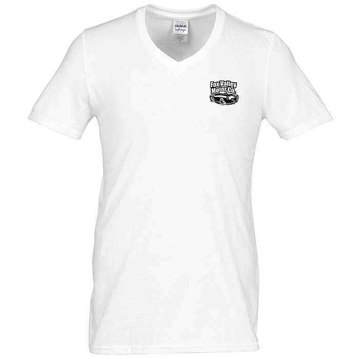 Gildan Softstyle V-Neck T-Shirt - Men's - White - Screen