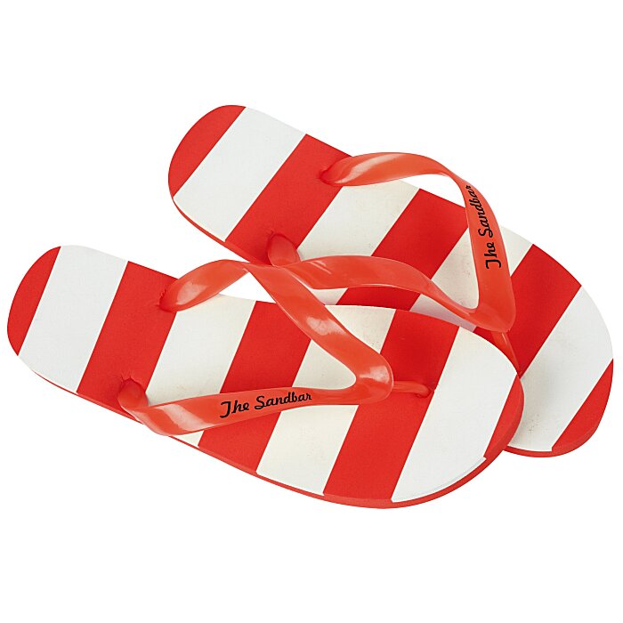 red stripe flip flops