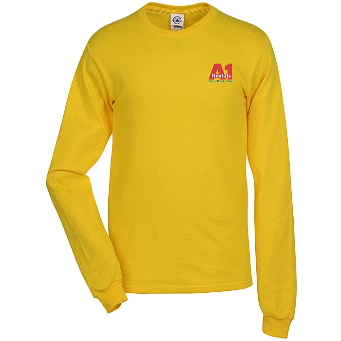 4imprint.com: Adult 5.2 oz. Cotton Long Sleeve T-Shirt - Embroidered ...