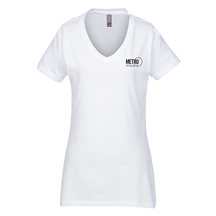 4imprint.com: Perfect Weight V-Neck Tee - Ladies' - White 129533-L-W