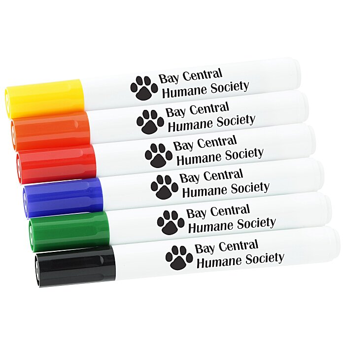 Broad Line Dry Erase Marker Bullet Tip Assorted 6pk